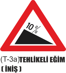 Trafik Tabelaları - Tehlikeli Eğim (İniş) Tabelası T-3a